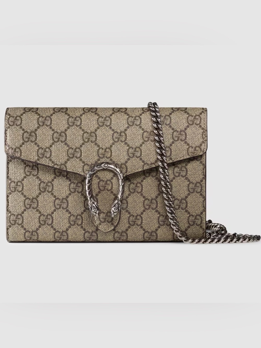 Gucci Beige/Brown GG Supreme Dionysus Chain Wallet